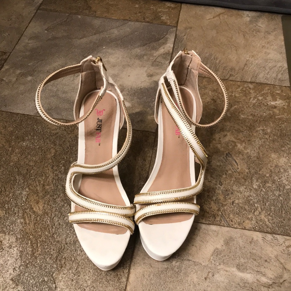 Just fab white straps heals.